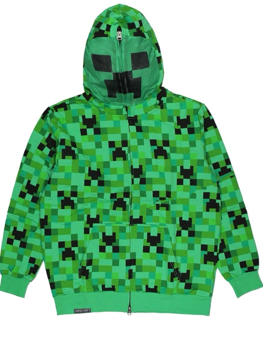 Minecraft Creeper Costume Boys Youth Sweatshirt Zip Up hoodie